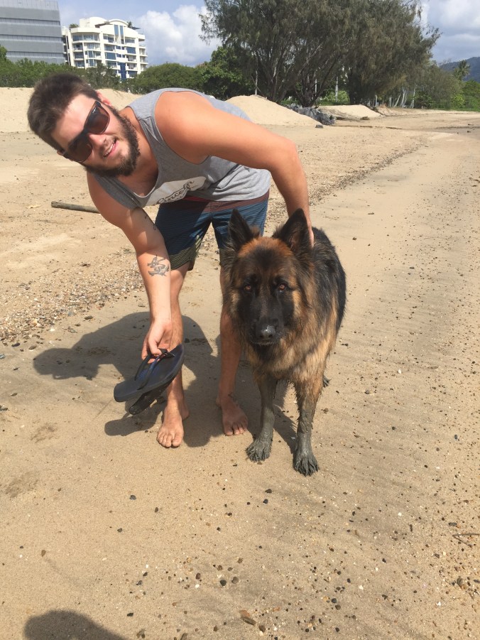 6.4_Fred with muddy Barney, Cairns
